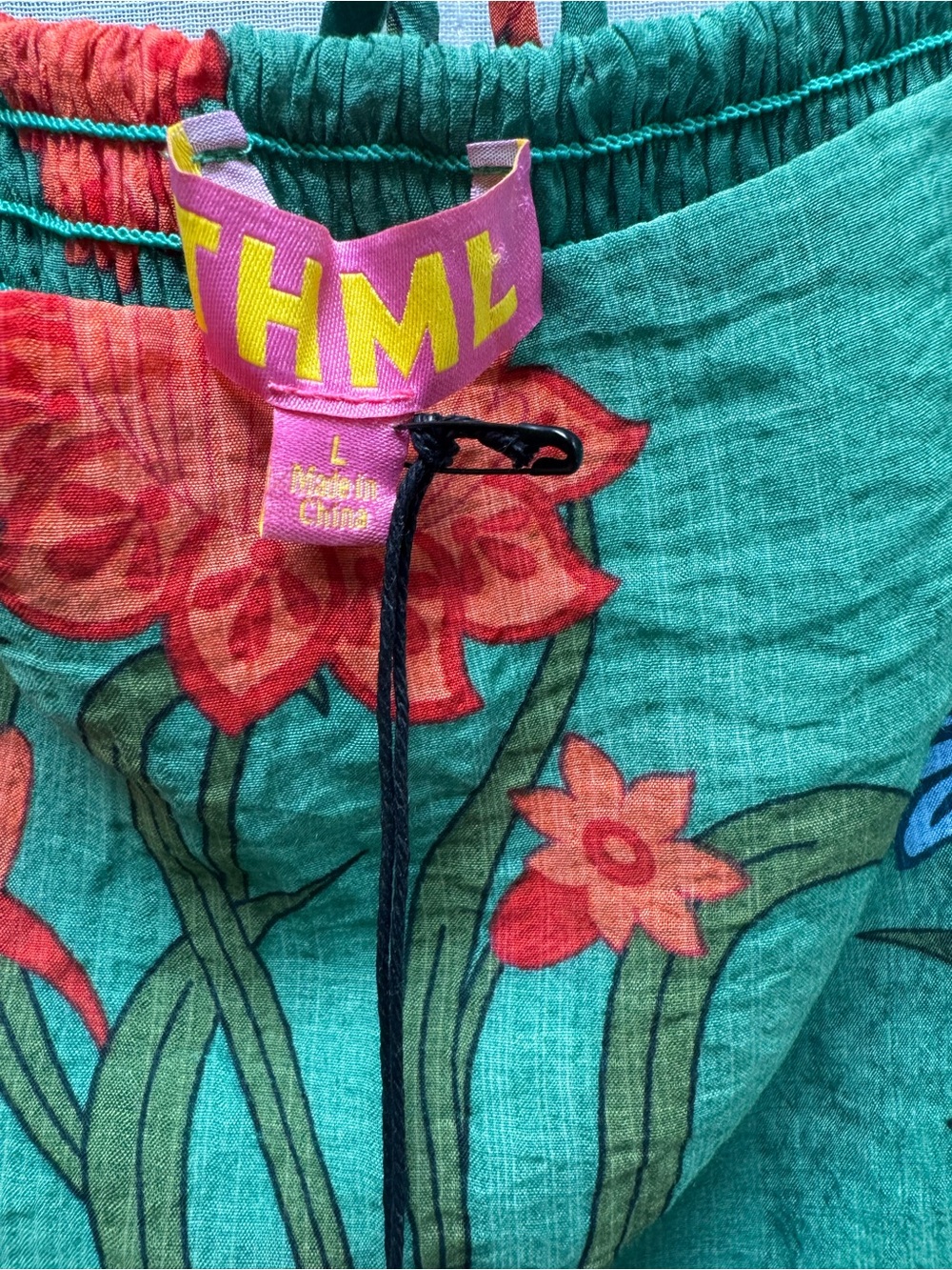 THML Teal Floral Dress with Red and Coral Blooms - Picture 2 of 3
